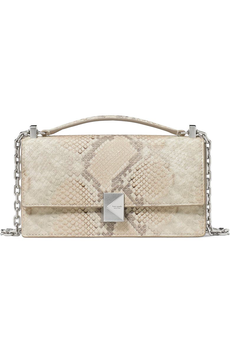 Kate Spade New York deco snakeskin embossed convertible leather crossbody bag, Main, color,