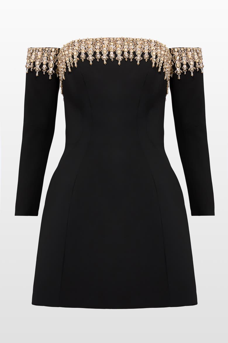 Love Bubble Off-Shoulder Mini Dress, Main, color, Liquorice