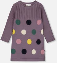 Deux par Deux Jacquard Sweater Dress with Polka Dot