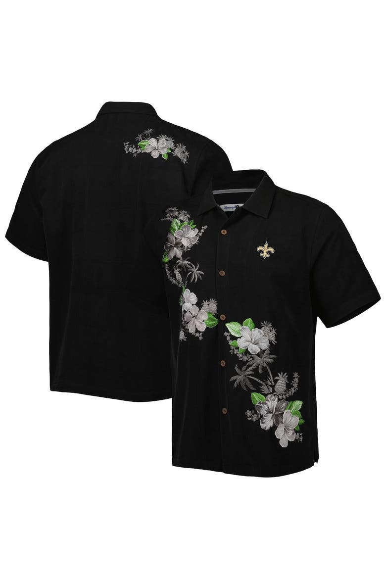 Men's Tommy Bahama Black New Orleans Saints Sport Azule Oasis Camp Button-Up Shirt, Main, color, Black
