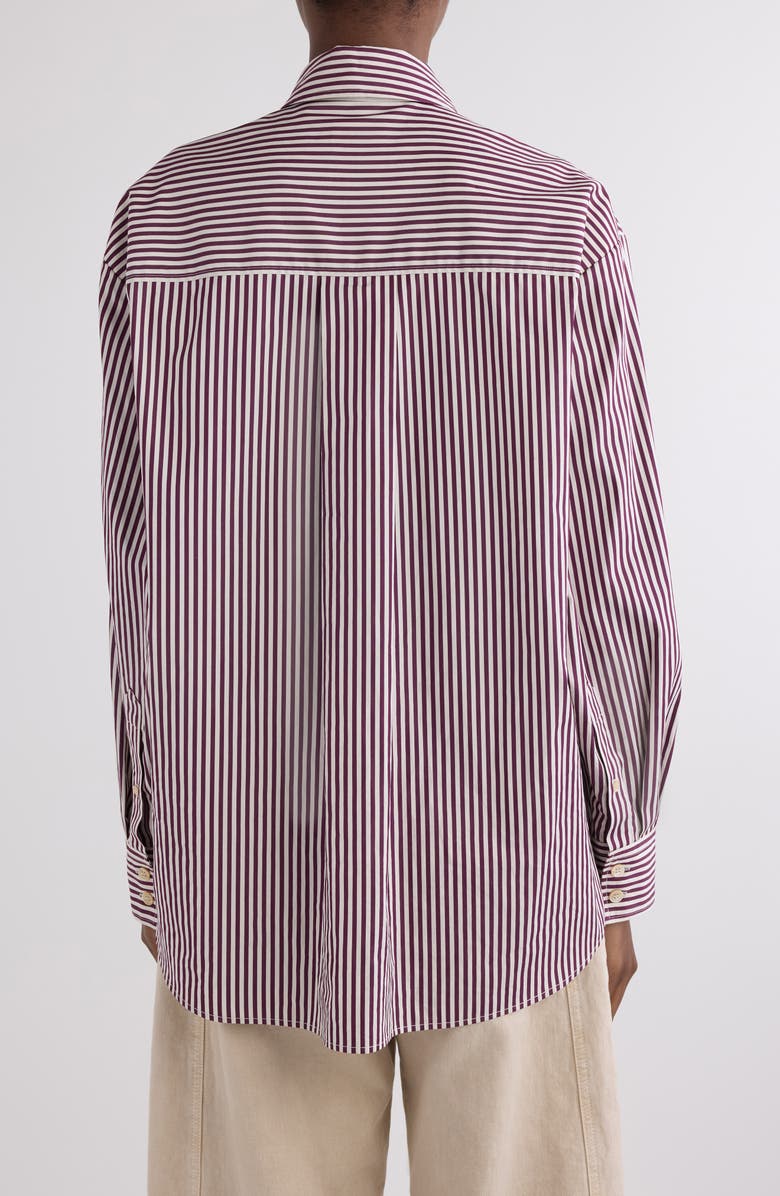 Isabel Marant Fabriza Stripe Cotton Poplin Button-Up Shirt, Alternate, color, Ecru/ Burgundy