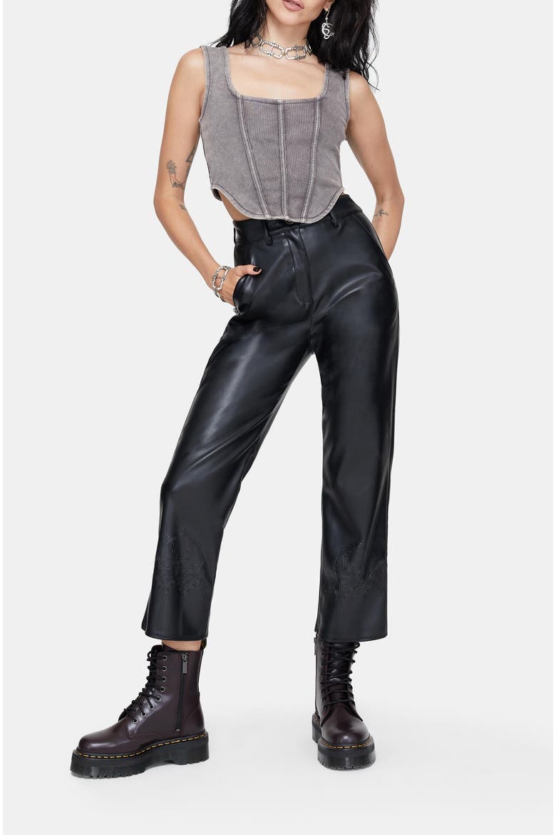 High-Rise Cropped Trousers, Alternate, color, Black
