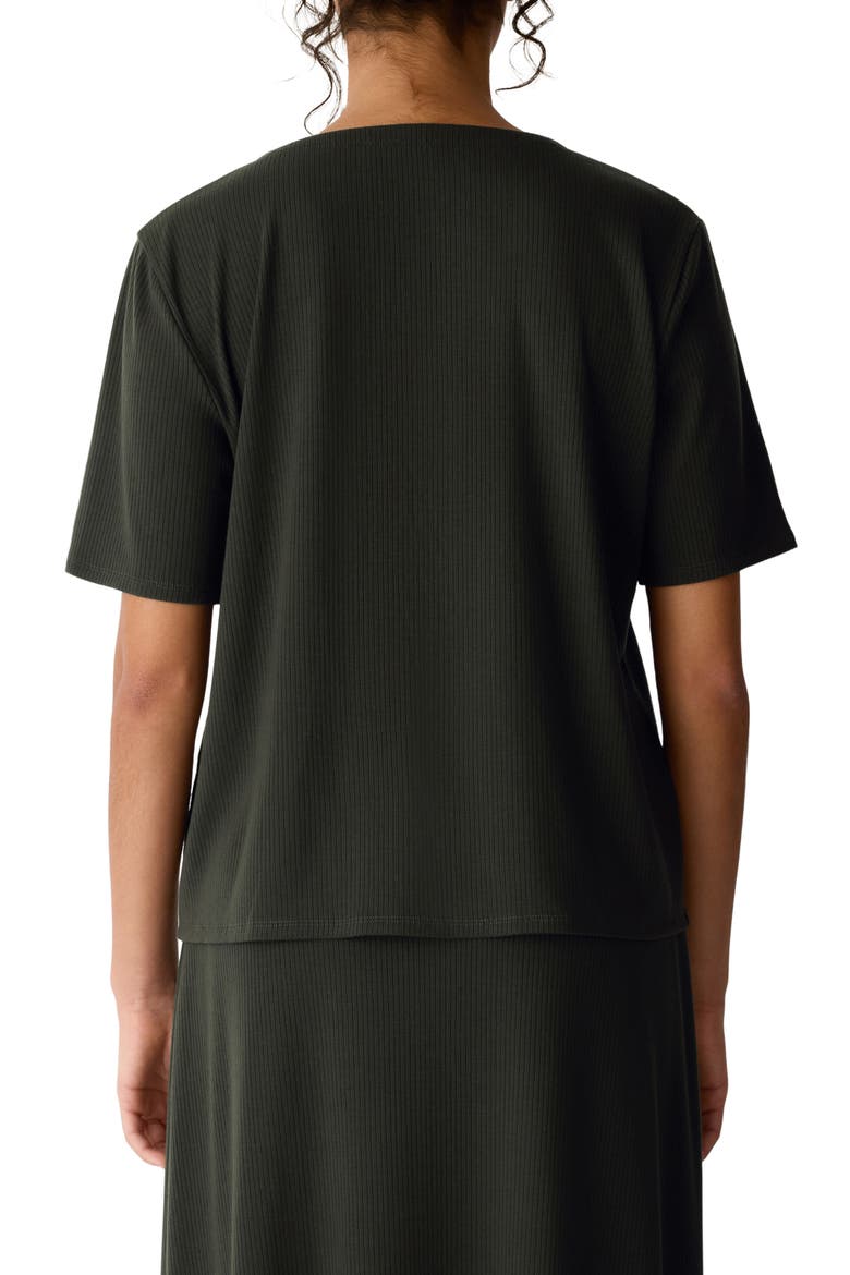 Rib Knit Jersey Button-Up Top, Alternate, color, SEAWEED