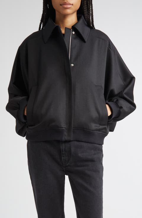 Frost Batwing Sleeve Wool Blend Bomber Jacket