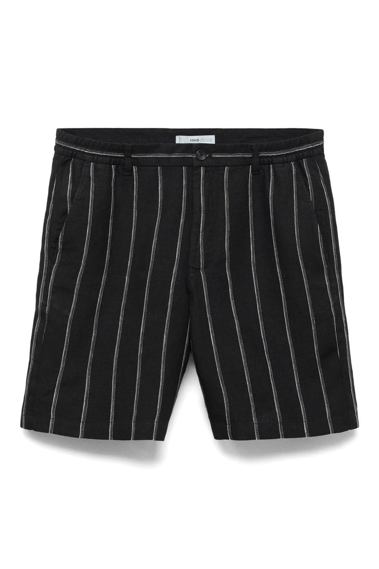 Stripe Linen Bermuda Shorts, Alternate, color, CHARCOAL