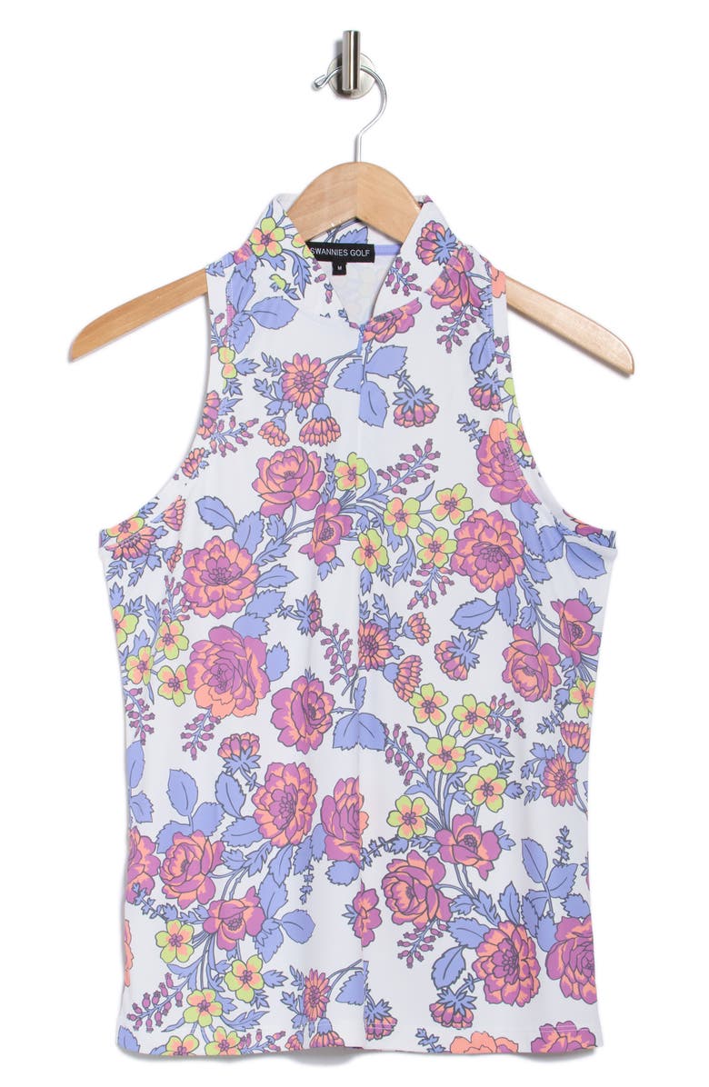 Swannies Kalli Sleeveless Half Zip Knit Polo, Alternate, color, White