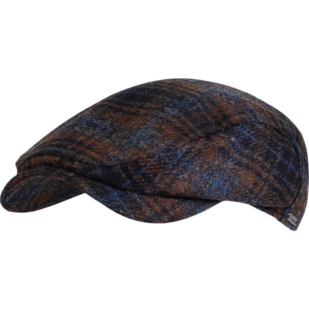Wigens New Tartan Wool Ivy Contemporary Cap In Navy