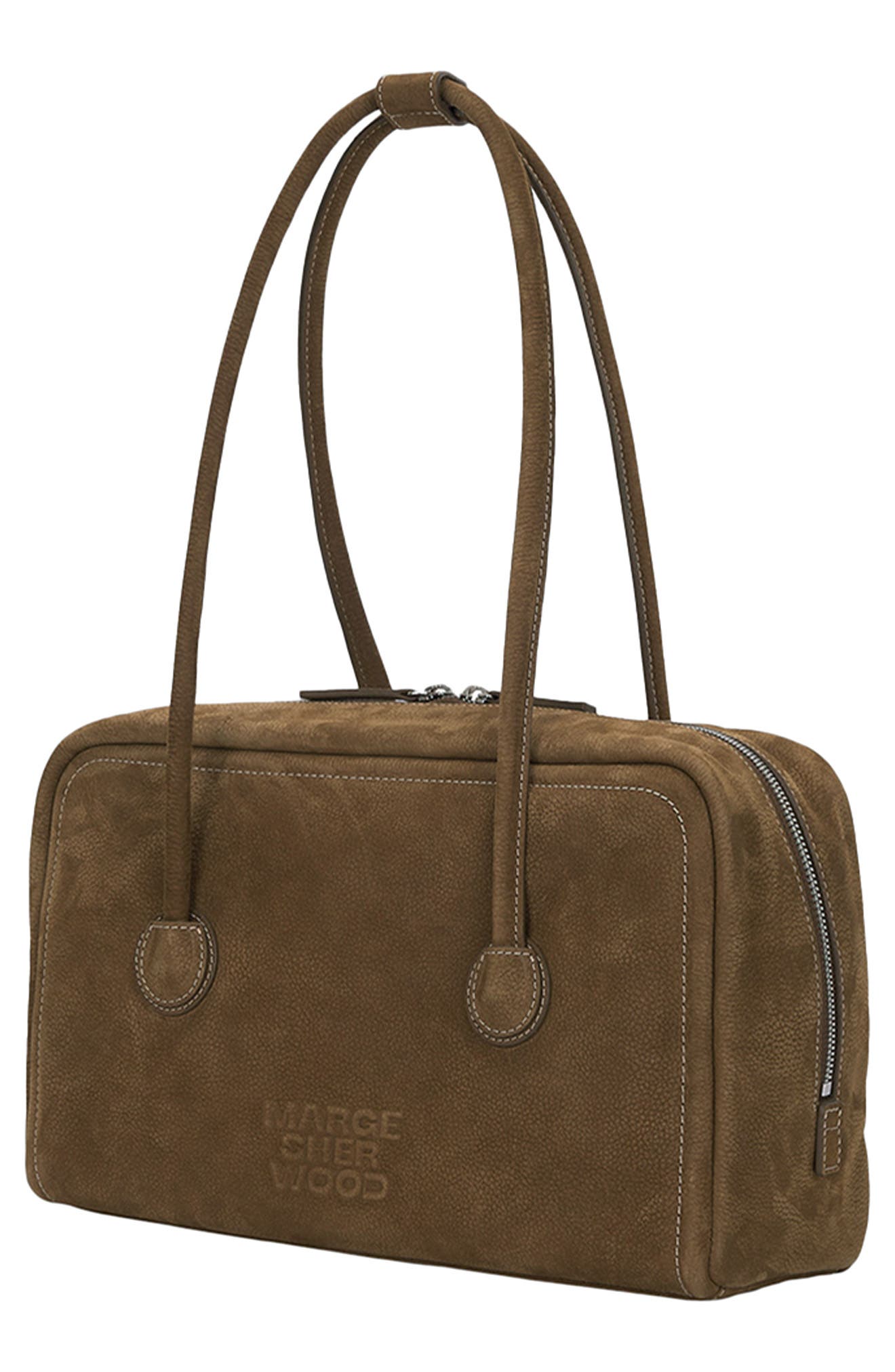 Boston Leather Shoulder Bag, Alternate, color, CHESTNUT NUBUCK