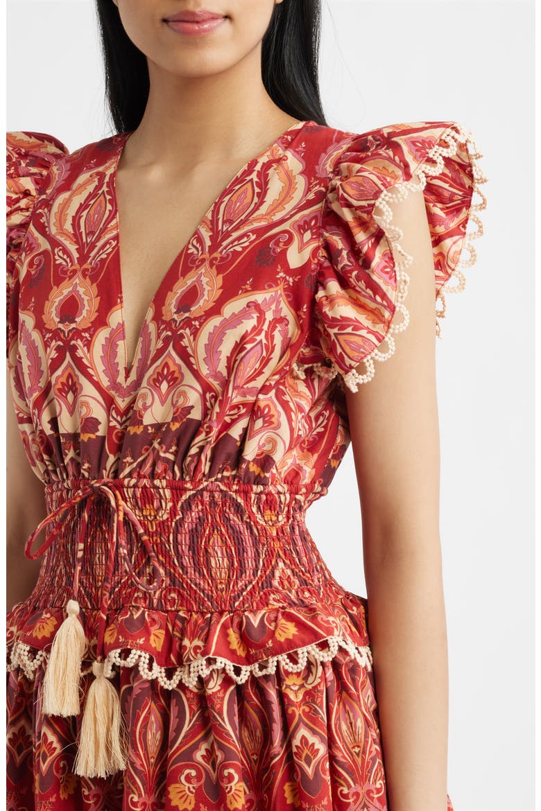 Smocked Waist Ruffle Dress, Alternate, color, RED MULTI