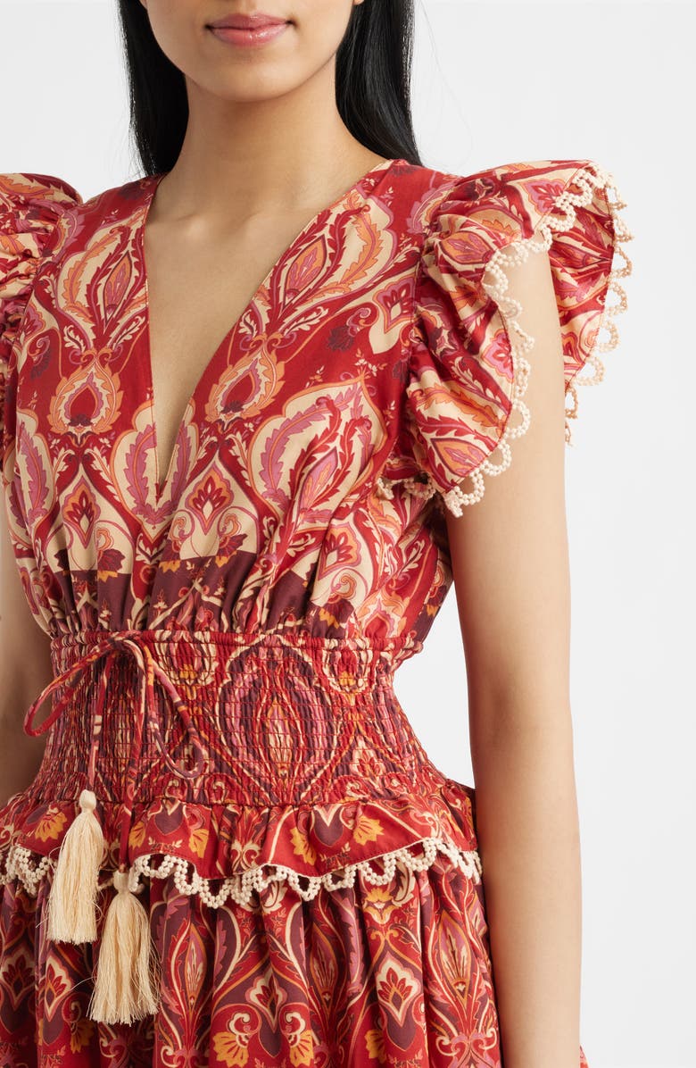 Julia Jordan Smocked Waist Ruffle Dress, Alternate, color, Red Multi