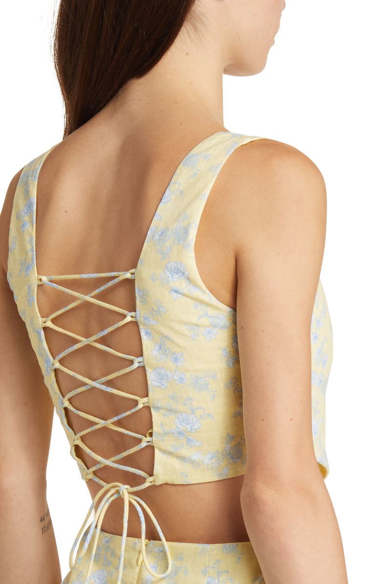 YELLOW THE LABEL Andie Linen Crop Corset Top, Alternate, color,