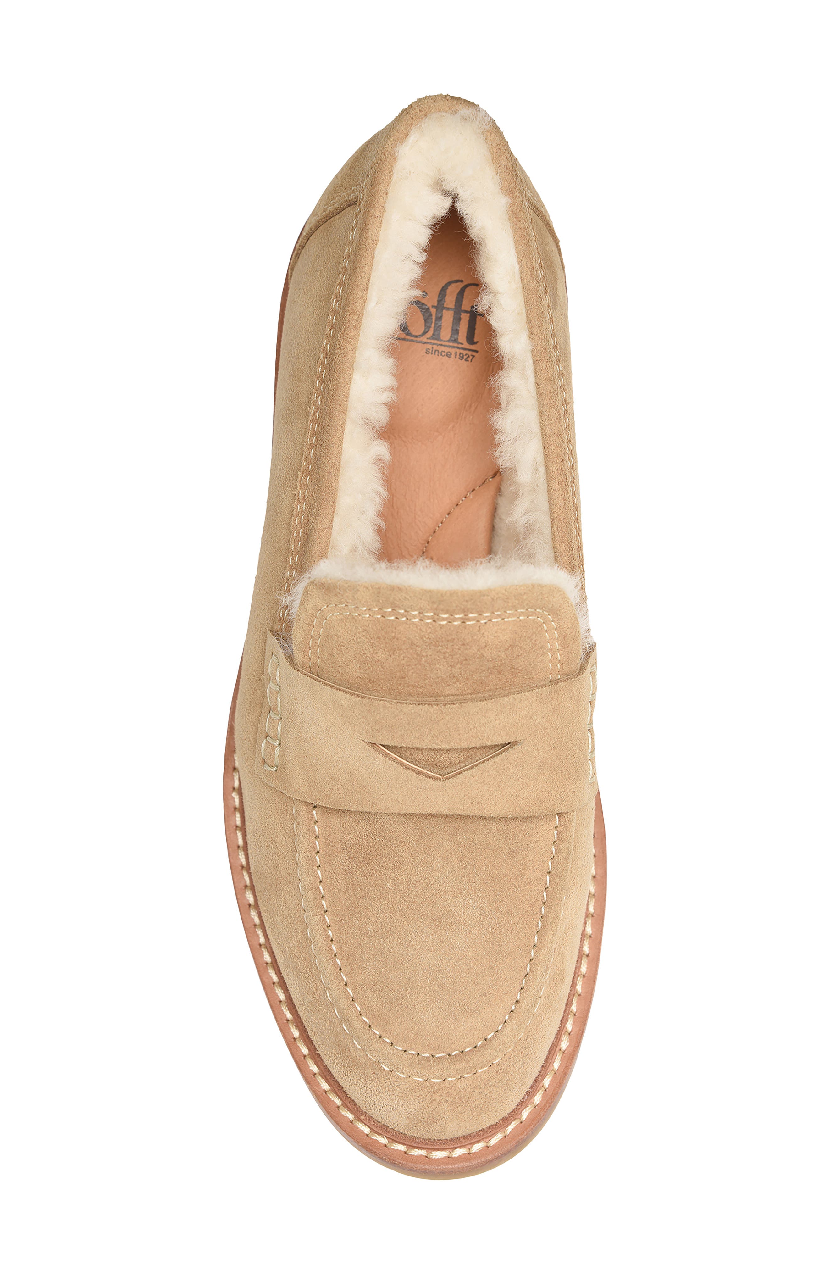 Mara II Genuine Shearling Lined Loafer, Alternate, color, COGNAC