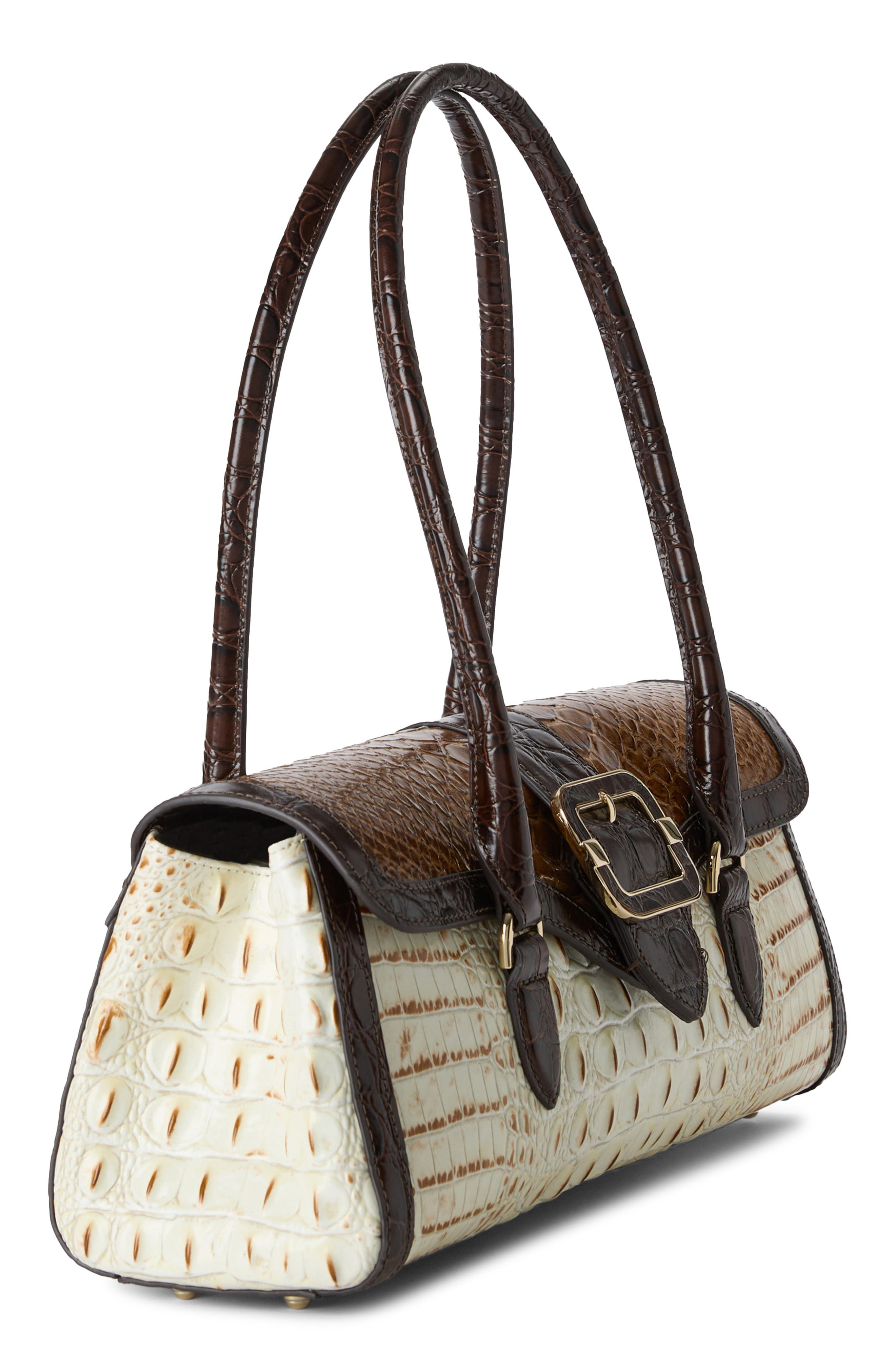 Brahmin Dayan Embossed Leather Shoulder Bag, Alternate, color, Multi Ivory Brown