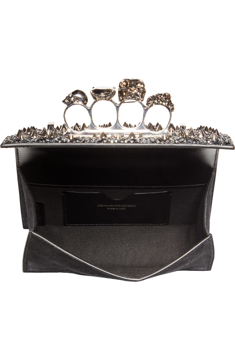 McQueen Alexander McQueen Crystal Embellished Knuckle Ring Crossbody Bag, Alternate, color,