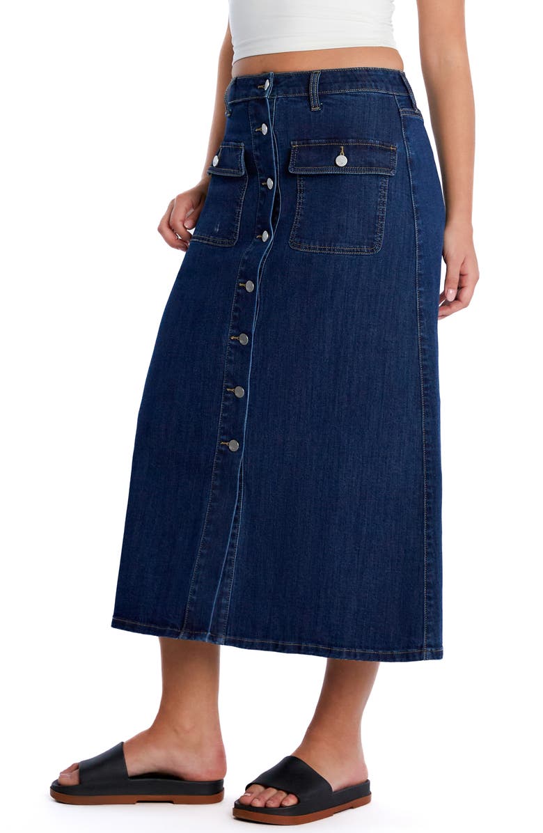 Wash Lab Denim Sailor Button Front Maxi Denim Skirt, Alternate, color, Ahoy Blue