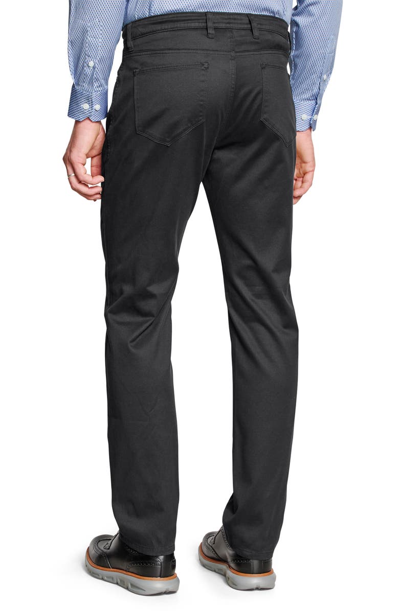 Johnston & Murphy Straight Leg Stretch Cotton 5-Pocket Pants, Alternate, color, Black