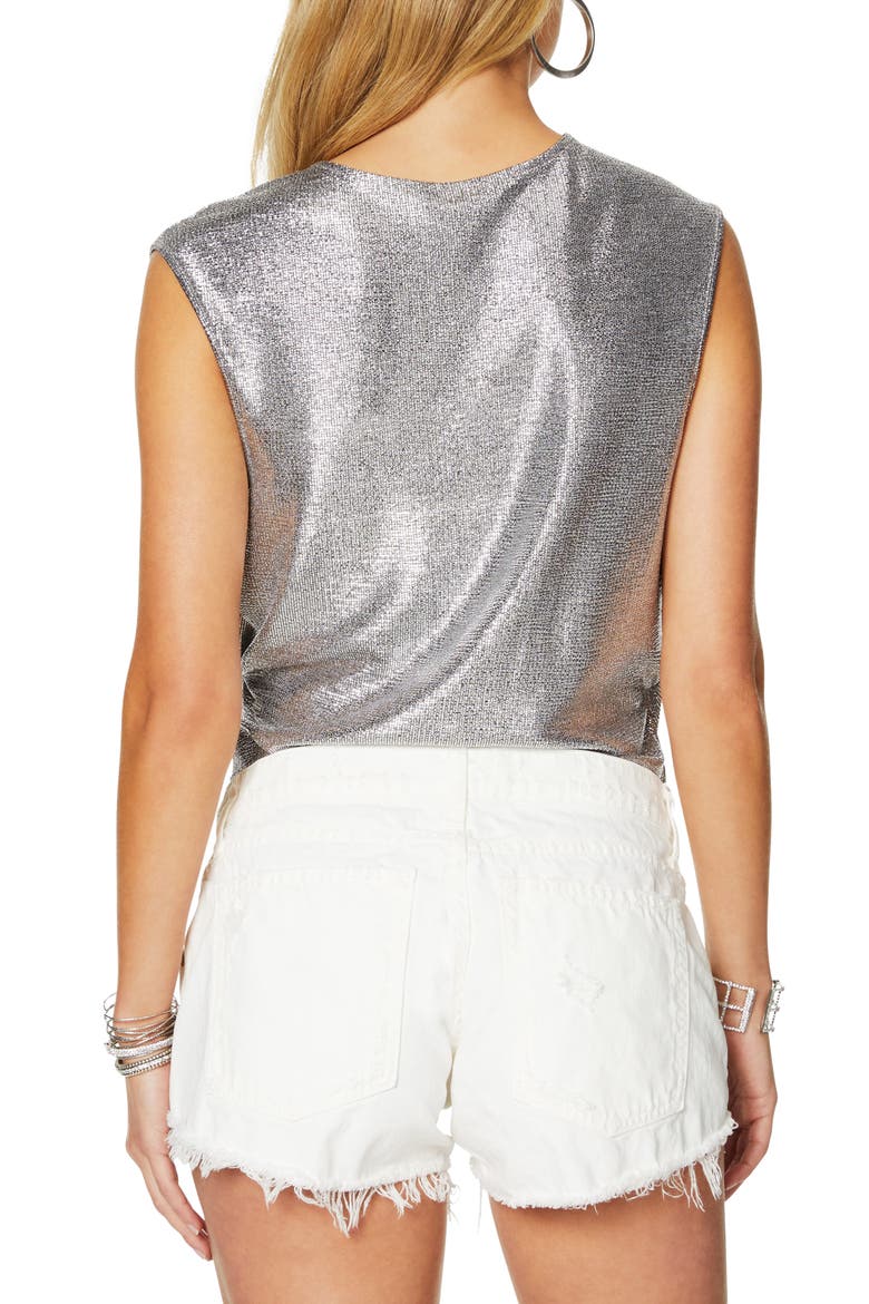 Rumi Metallic Wrap Front Top, Alternate, color, SILVER