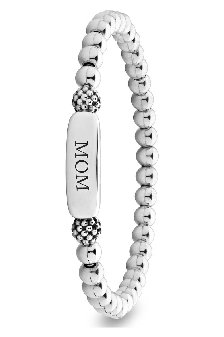 Signature Caviar Mom Stretch Bracelet, Alternate, color, SILVER