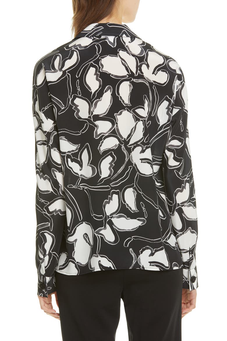 Mariabella Floral Silk Blouse, Alternate, color, BLACK MULTI