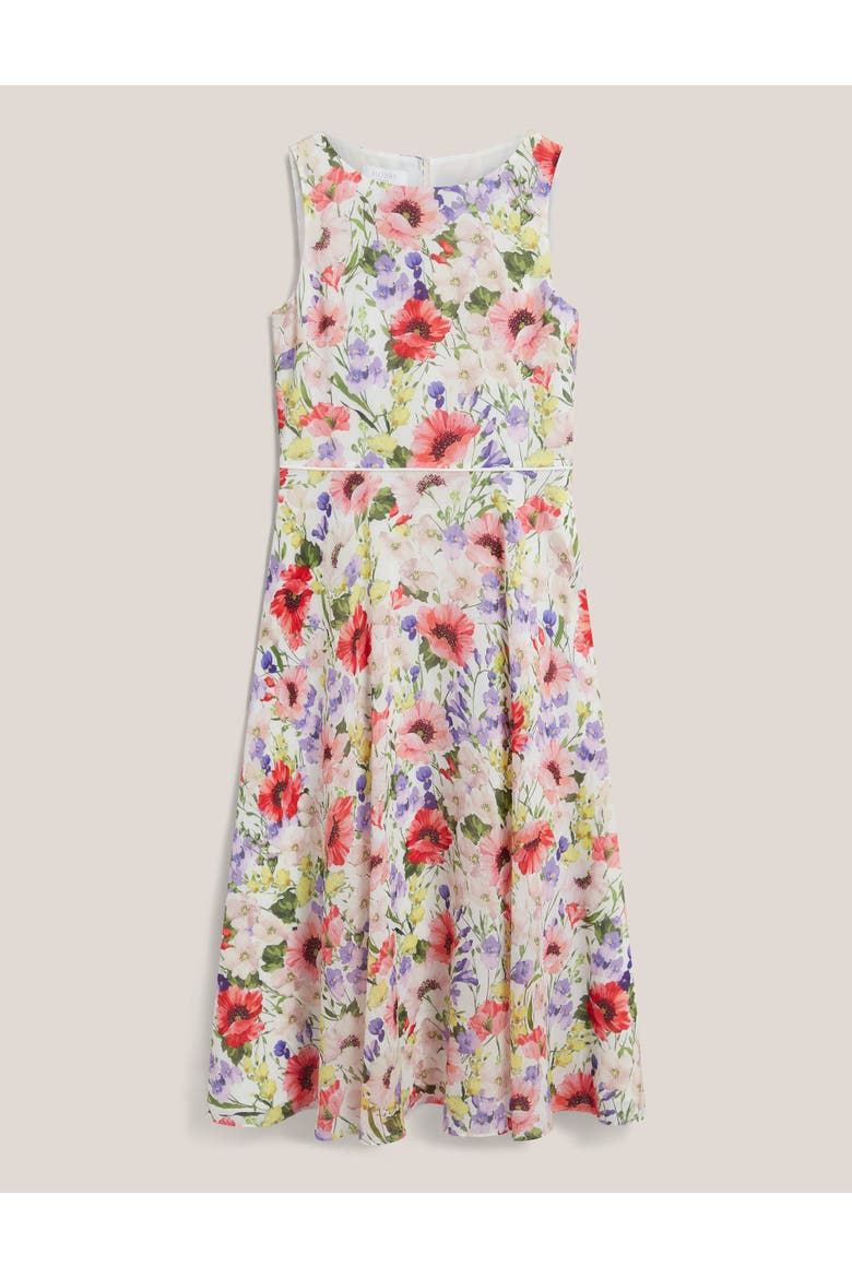 Carly Floral Midi Dress, Alternate, color, Ivorymulti