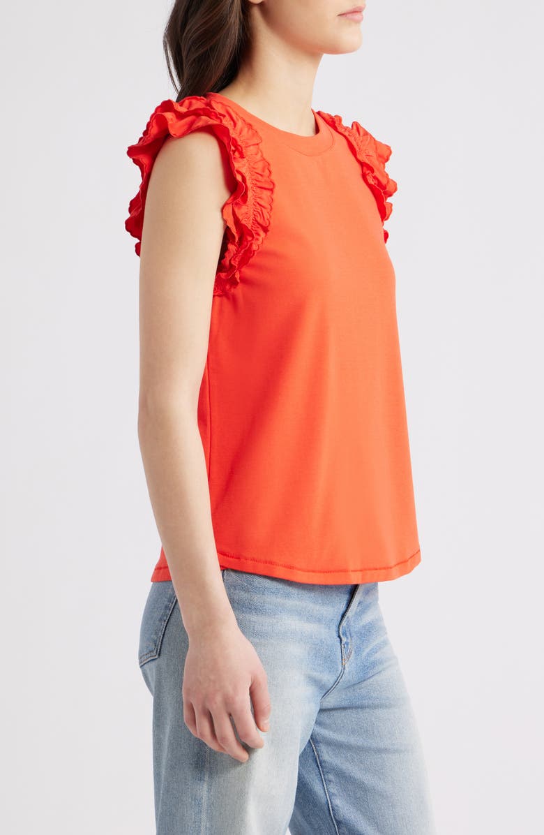 Wit & Wisdom Ruffle Sleeve Top, Alternate, color, Poppy Red