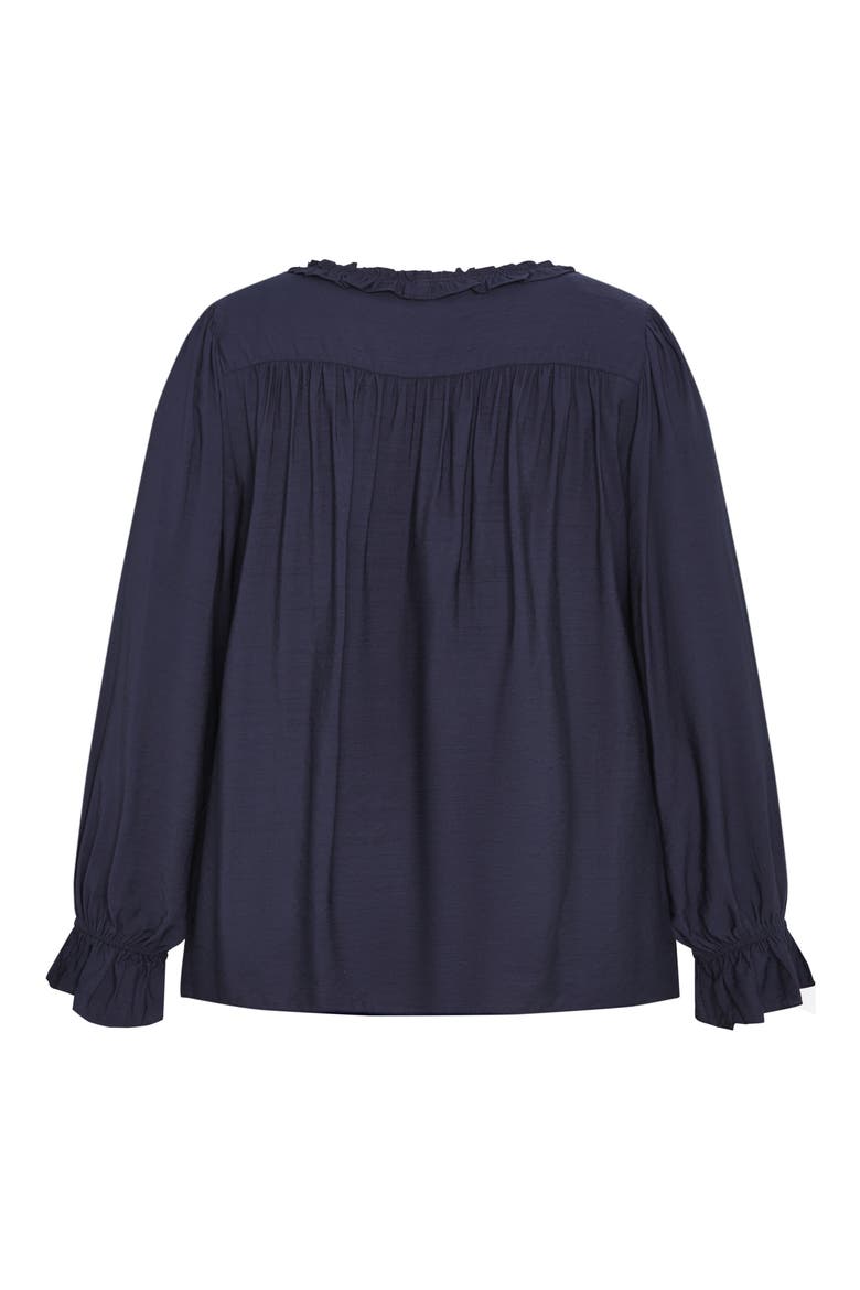 Maree Ruffle Trim Top, Alternate, color, NAVY