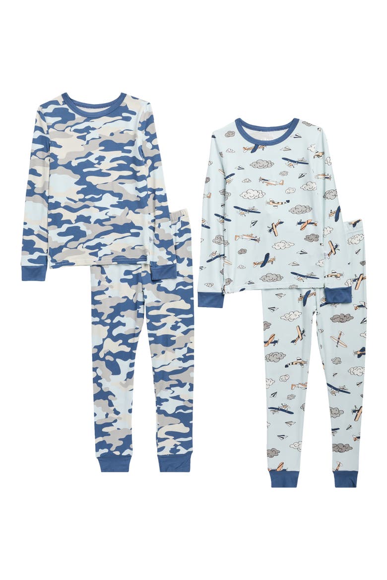 Kids' 4-Piece Mix & Match Pajamas, Main, color, BLUE