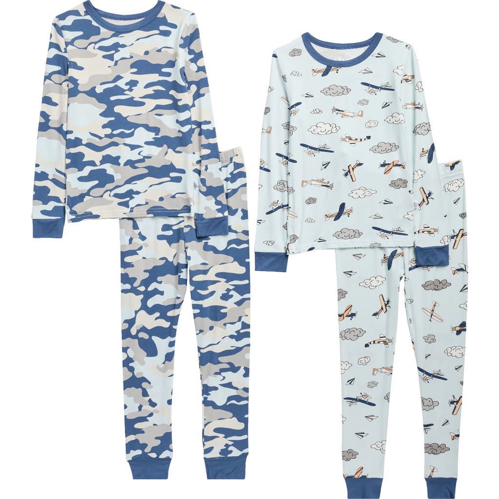 Sleep On It Kids' Jersey Fitted 4-piece Pajamas In Blue