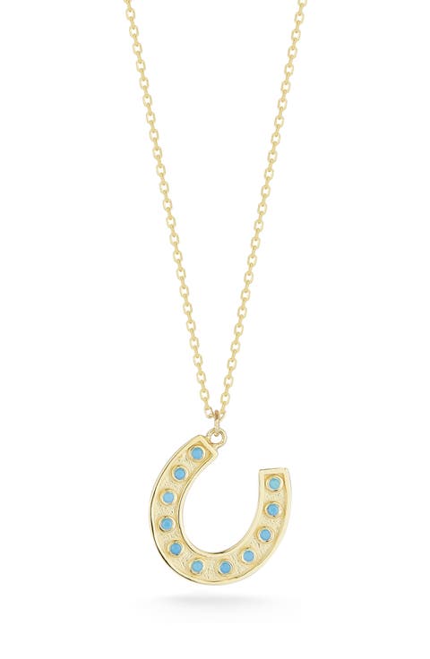 Turquoise Horseshoe Pendant Necklace