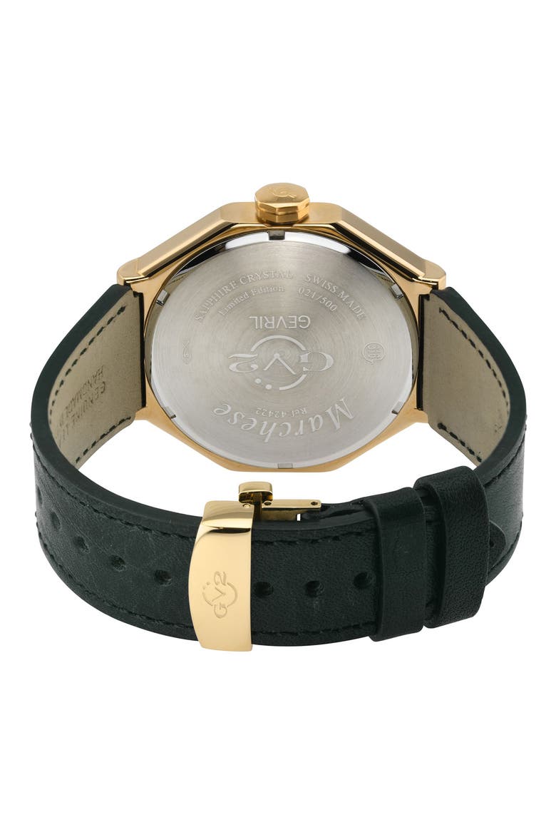 Men's Marchese Leather Strap Watch, 44mm, Alternate, color, GREEN