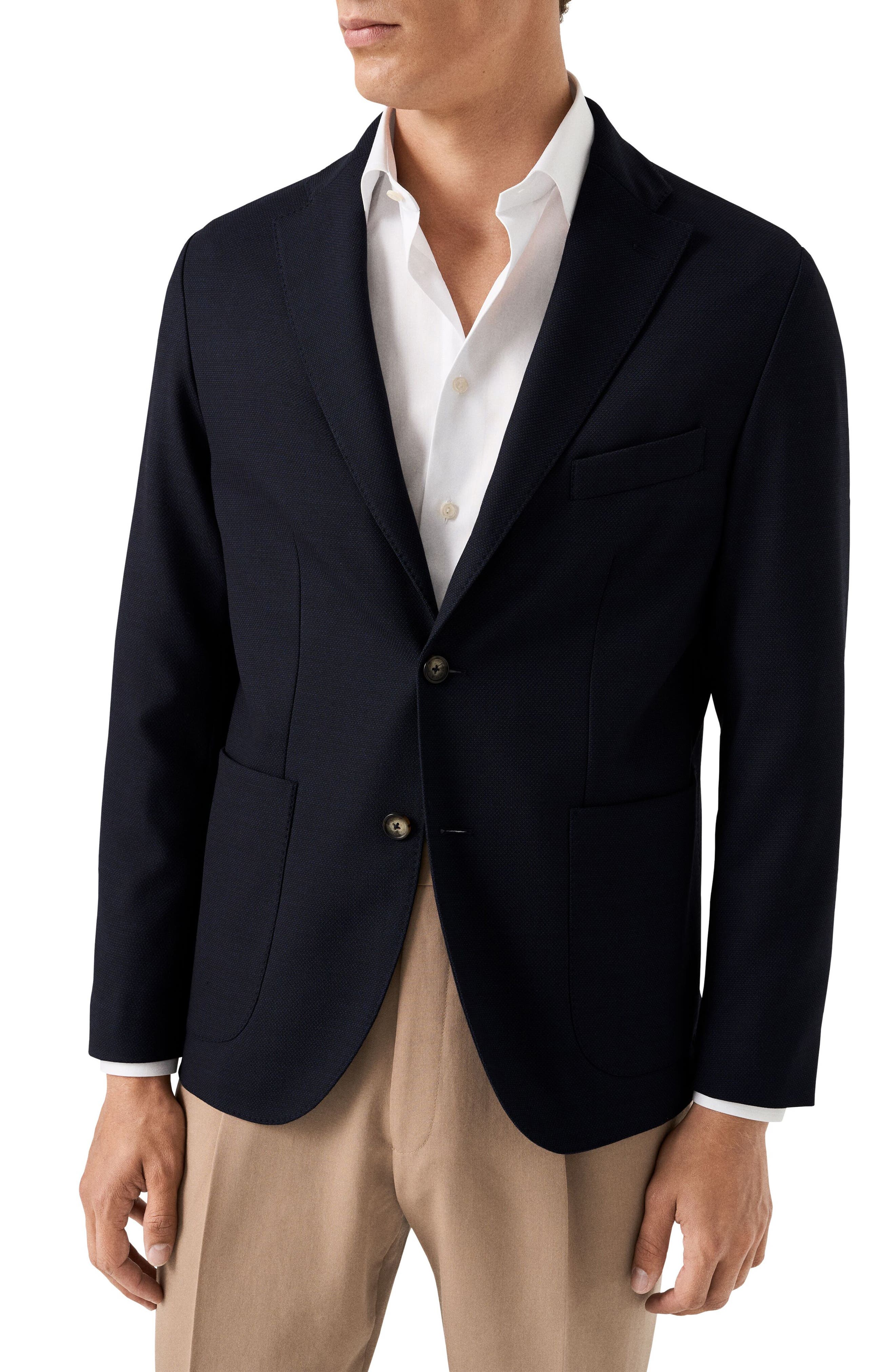 Lana Tailored Fit Navy Tech Soft Wool Blazer