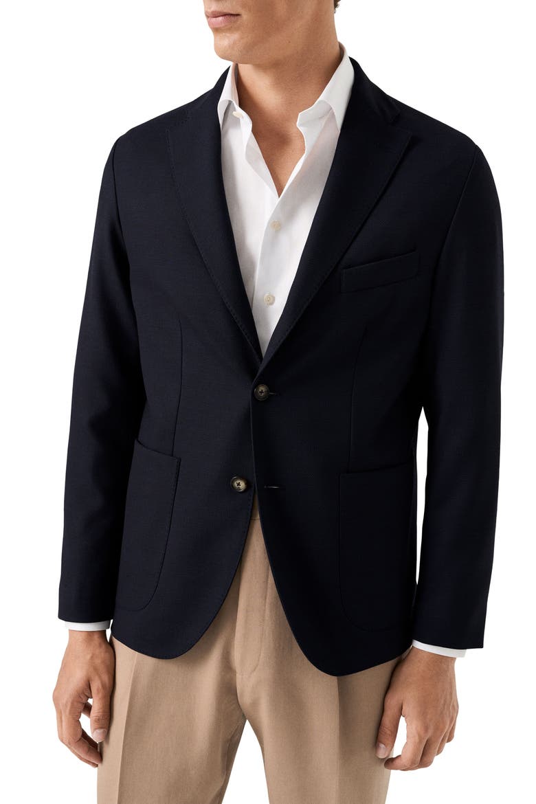 Lana Tailored Fit Navy Tech Soft Wool Blazer, Main, color, NAVY