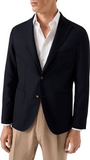 Eton Lana Tailored Fit Navy Tech Soft Wool Blazer