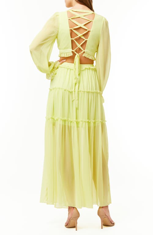 By Design France Long Sleeve Chiffon Maxi Dress In Yellow
