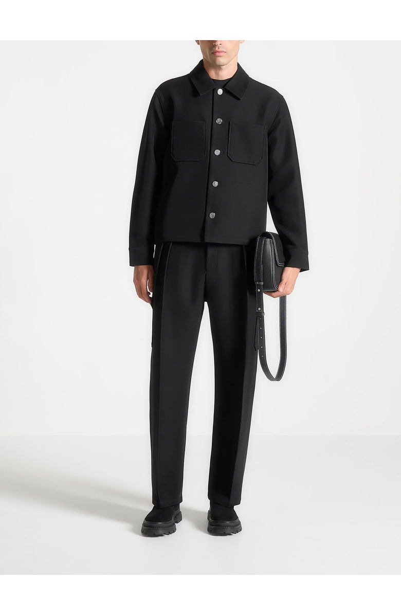 Manière De Voir Benoit Twill Pocket Cropped Shirt, Main, color, Black