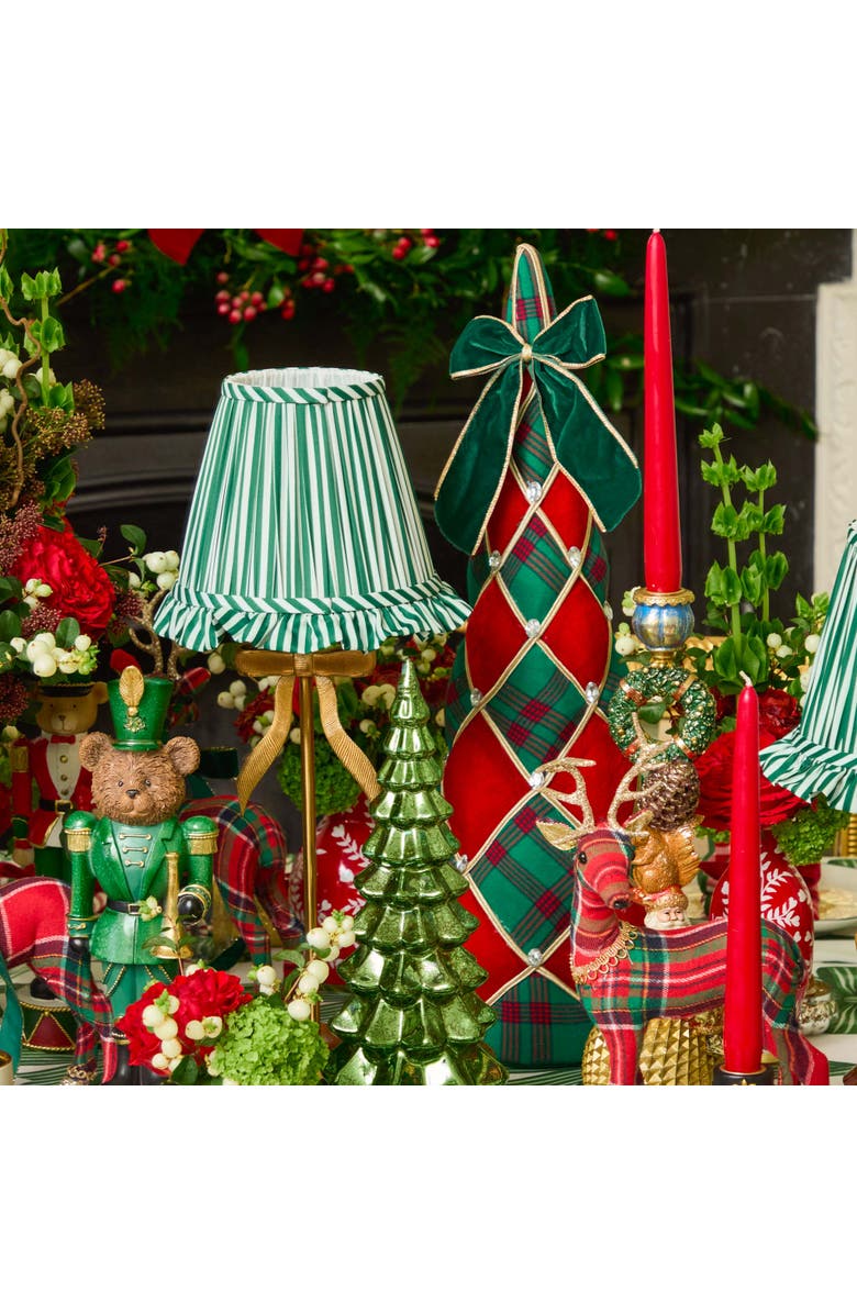 Mrs. Alice Forest Green Striped Ruffle Lampshade, Alternate, color, Green