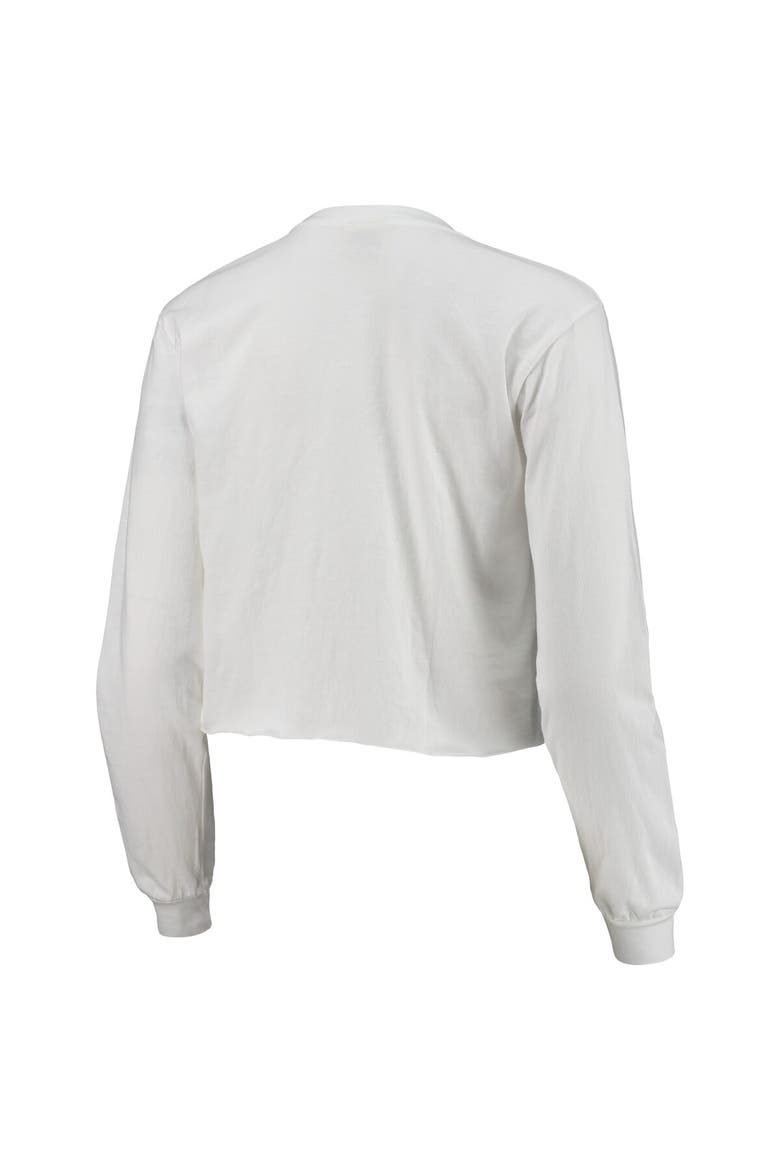 Women's White Clemson Tigers Retro Campus Crop Long Sleeve T-Shirt, Alternate, color, White