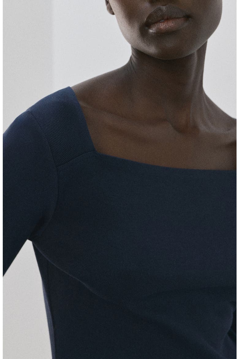 Boat Neck Cotton T-Shirt, Alternate, color, NAVY
