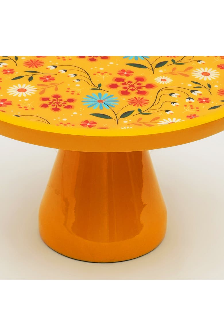 Sunburst Bloom Inlay Yellow Cake Stand, Alternate, color, Sunburst