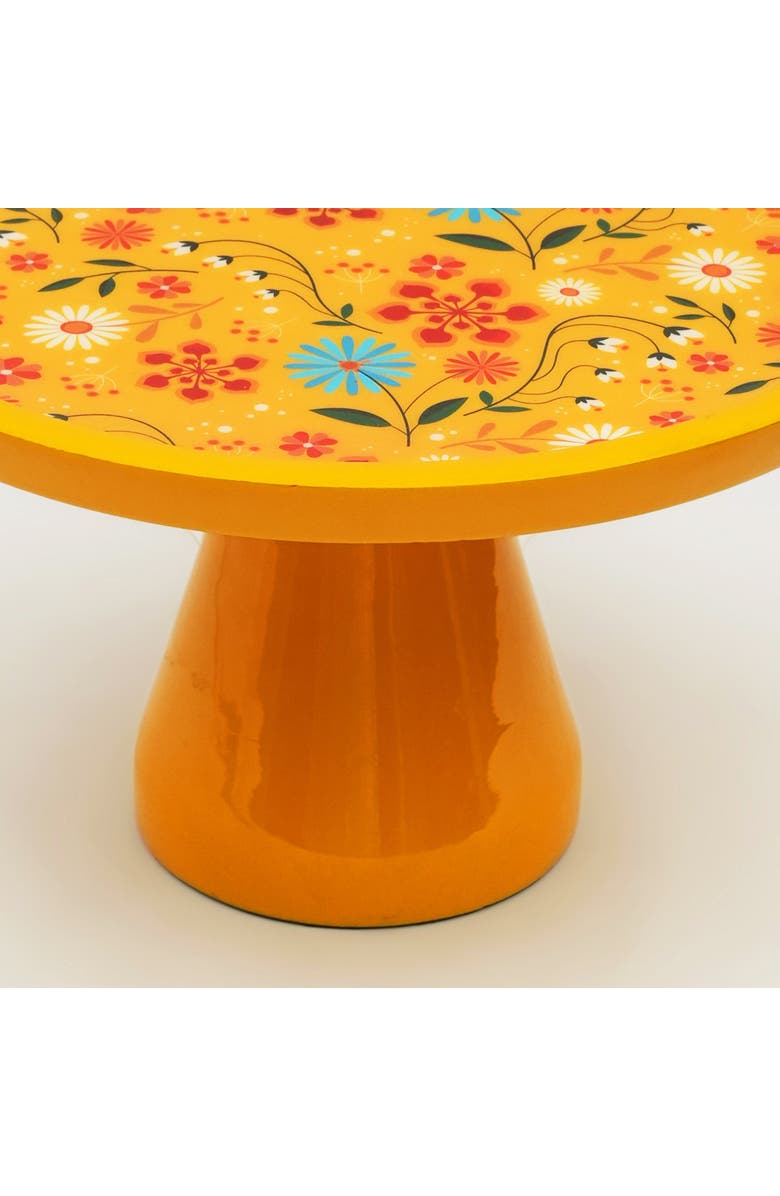 Mela Artisans Sunburst Bloom Inlay Yellow Cake Stand, Alternate, color, Sunburst