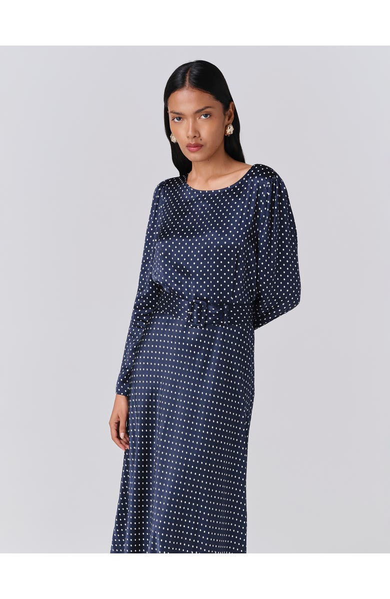 Ghost London Sophia Polka Dot Belted Midi Dress, Alternate, color,