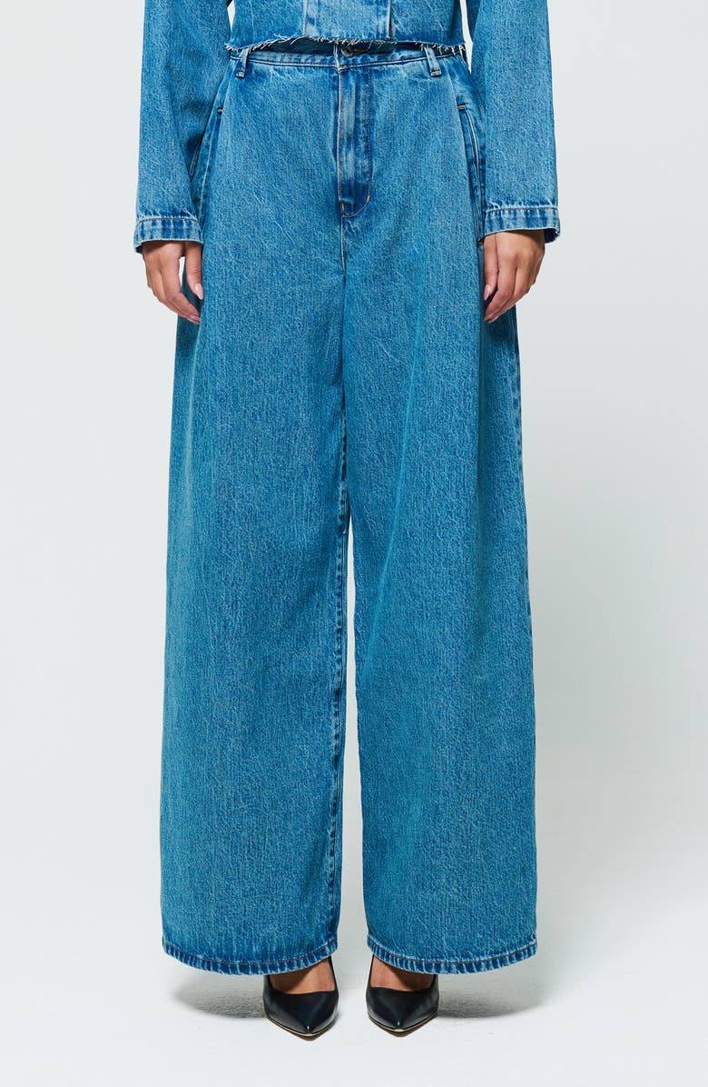 ÉTICA Raven Pleated High Waist Wide Leg Jeans, Main, color,