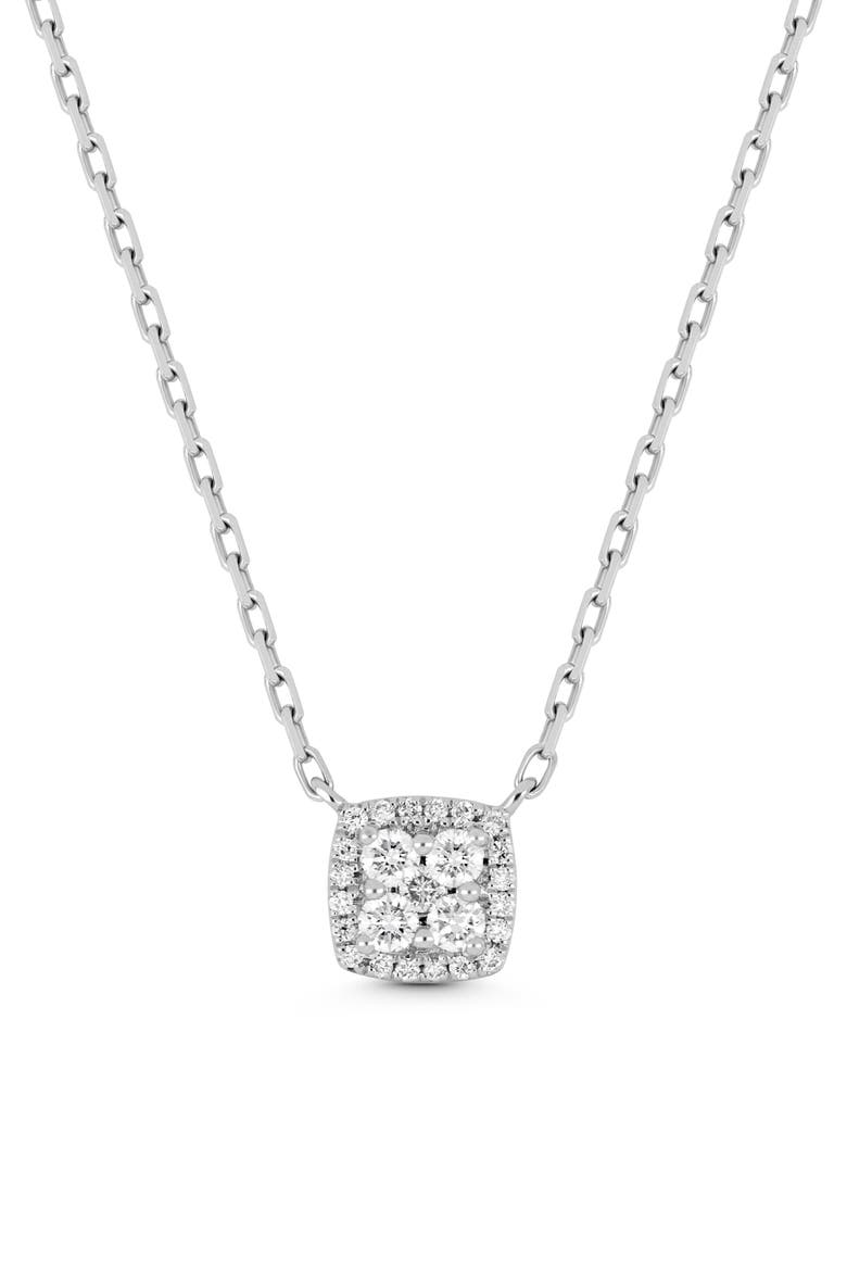 Mika 18k Gold Diamond Square Pendant Necklace, Main, color, 18K WHITE GOLD