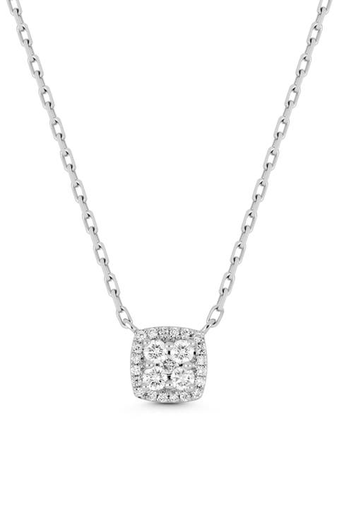 Mika 18k Gold Diamond Square Pendant Necklace