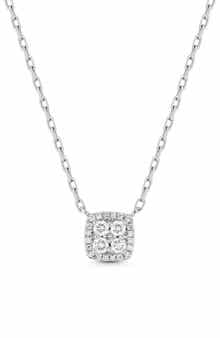 Mika 18k Gold Diamond Square Pendant Necklace