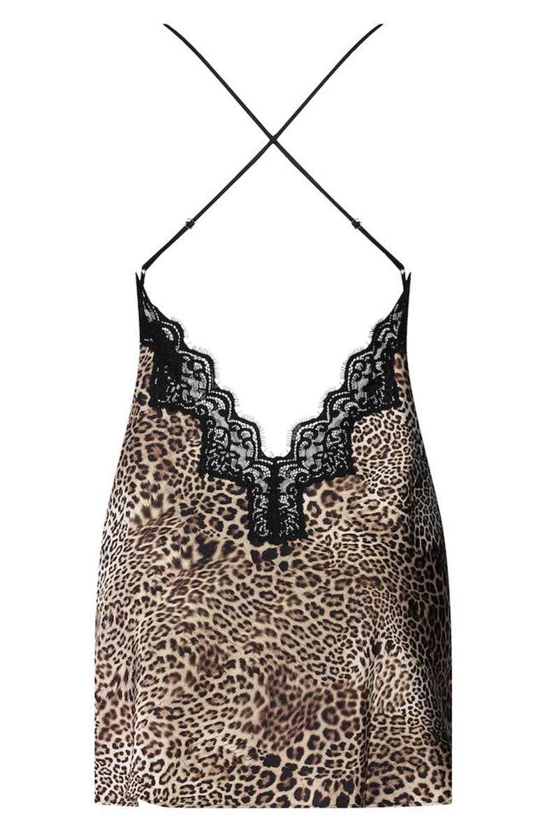 Hunkemöller Mya Lace Trim Animal Print Chemise, Alternate, color, 