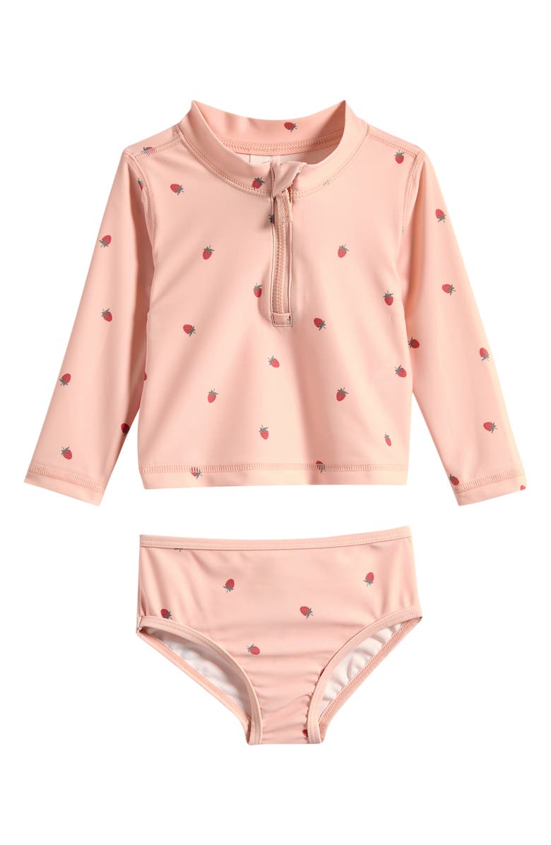 Little Planet Two-Piece Rashguard Swimsuit, Main, color, Light Pink Floral
