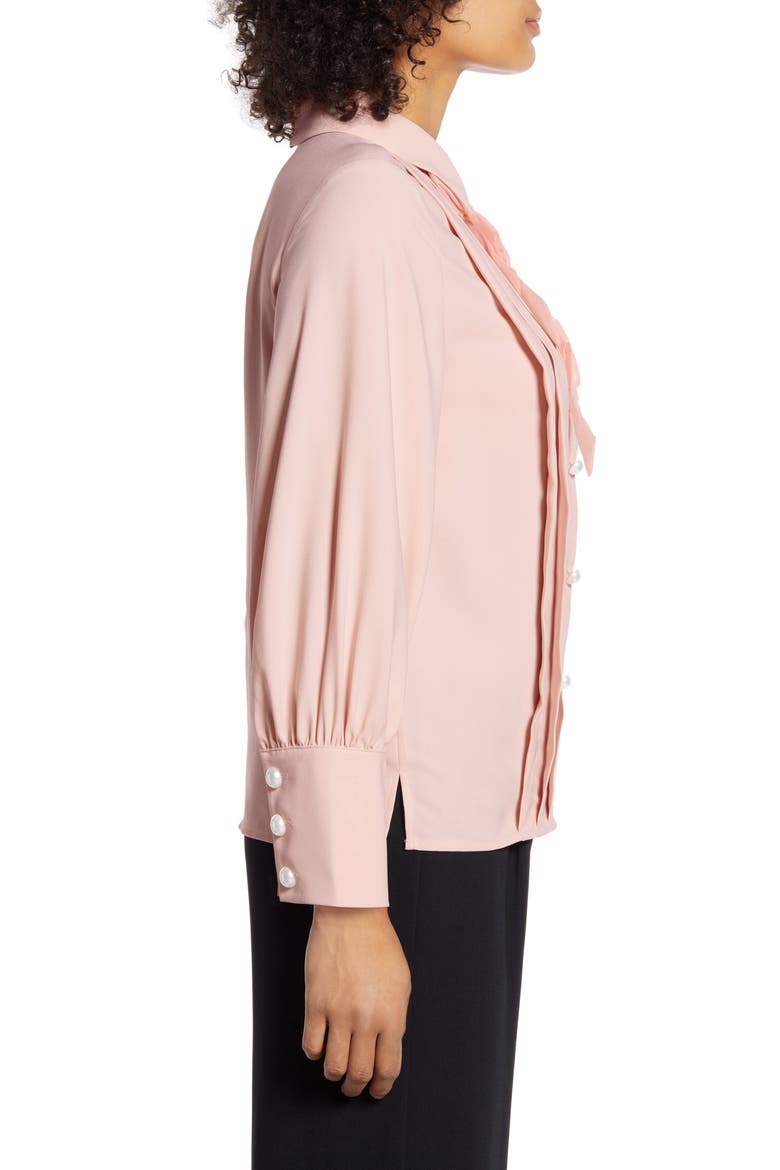 x Atlantic-Pacific Bow Front Pleated Blouse (Nordstrom Exclusive), Alternate, color, PINK SMOKE