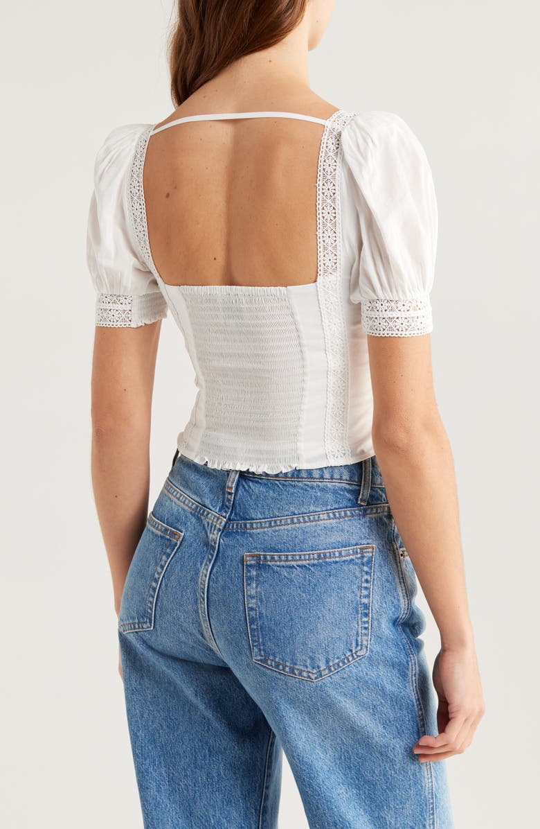 Reformation Lavena Organic Cotton Blend Crop Top, Alternate, color, White