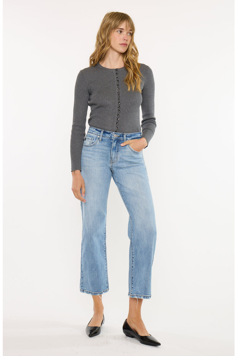 Melissa High Rise Slim Wide Leg Jeans, Alternate, color, Light Wash